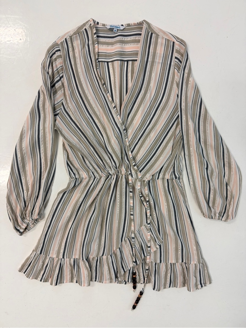 Blue Island Vertical Striped Blouse L